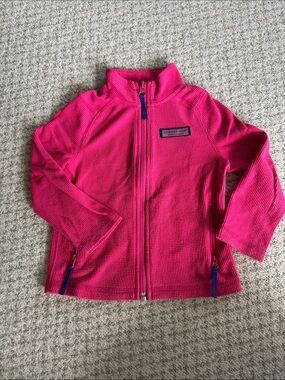 Vineyard Vines Hot Pink Full‑Zip Waffle Fleece Jacket